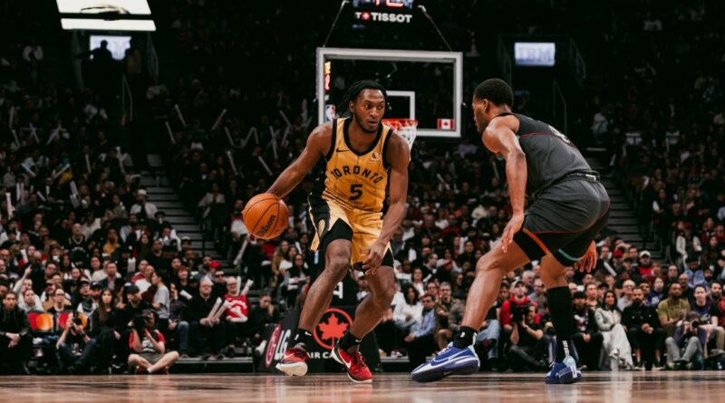 Immanuel Quickley of the Toronto Raptors in NBA action against the Washington Wizards on April 7, 2024 (image source: X / @Raptors)