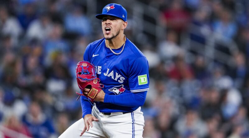 Jose Berrios of the Toronto Blue Jays in MLB action against the Colorado Rockies on April 14, 2023 (Image source: X / @BlueJays)