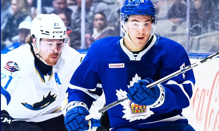Toronto Marlies in AHL action against the Cleveland Monsters on April 21, 2024 (image source: X / @TorontoMarlies)