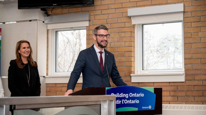 Matthew Rae, Parliamentary Assistant to the Minister of Municipal Affairs and Housing makes an announcement in Georgina (image source: X / @Rae_Matt)