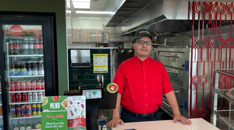 franchisee since 2012, Adjmal Nusrat opens his second franchise location with Pizza Nova in Oakville, Ontario, April 15, 2024.