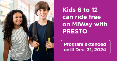 MiWay Extends Fare Discount Program for Children and Seniors Until End of 2024