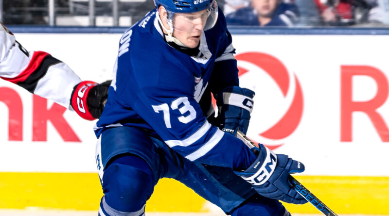 Zach Solow of the Toronto Marlies in AHL playoff action against the Belleville Senators on April 26, 2024 (image source: X / @TorontoMarlies)