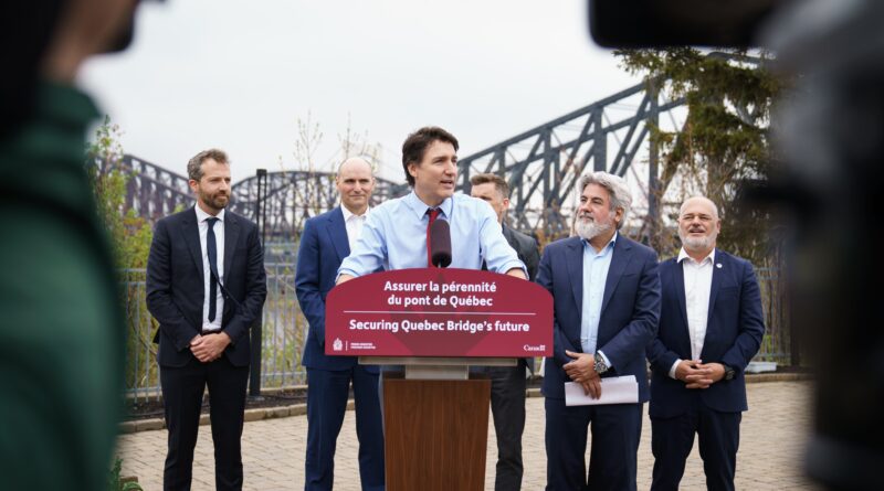 Canadian PM Justin Trudeau announces funding to preserve the Québec Bridge (image source: X / @JustinTrudeau)