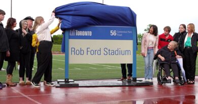 Rob Ford Stadium being unveiled in Toronto (image source: X / @FordNation)